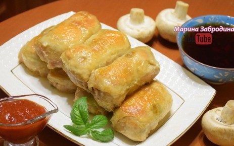 Вкусные куриные рулетики с грибами для праздничного стола