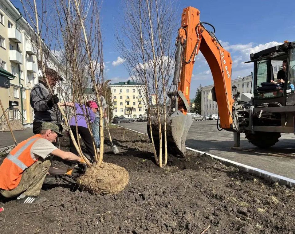 На площади по улице Советской начались работы по озеленению На площади по улице Советской начались работы по озеленению